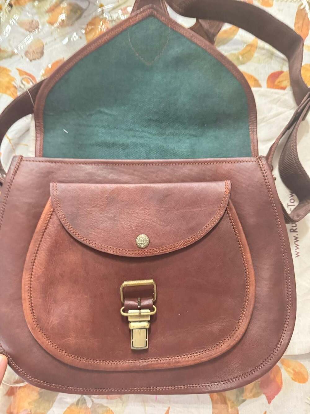 Rust Town Brown Leather Vintage Saddle Crossbody Messenger Satchel Bag